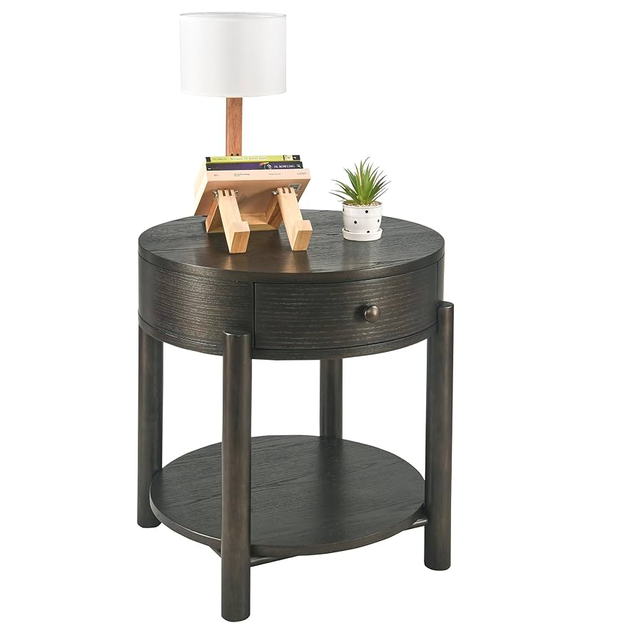 Amazon.com: 24” Round End Table with Drawer for Living Room